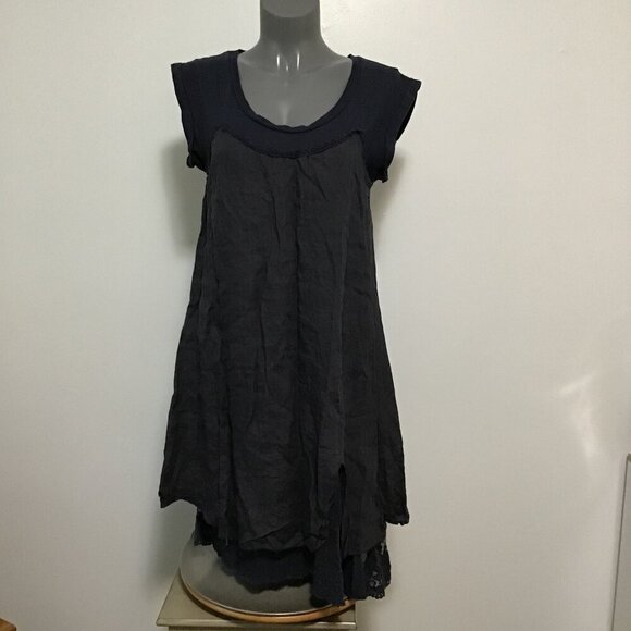 Vivian Shyu Linen Blend Dress with Lace Trim at Hem Size M - Picture 1 of 14